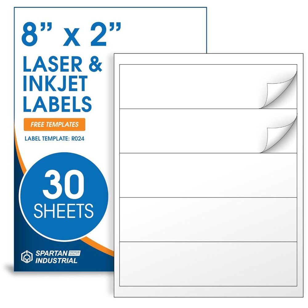 SPARTAN INDUSTRIAL Matte White Water Bottle Laser & Inkjet Labels - 8" X 2"